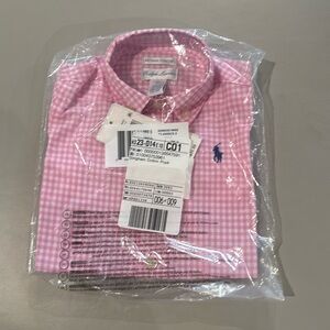 Baby Polo Pink/White Short Sl Button Down Size 9mos. NWT